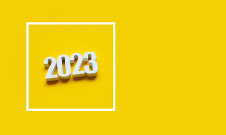 2023 concepts with text number on yellow.Business management,Inspiration to success ideasの写真素材