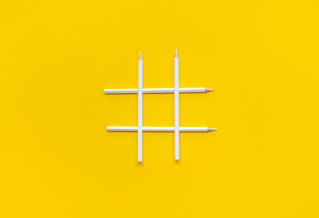 Social media and creativity concepts with Hashtag sign made of pencil.digital marketing images.power...