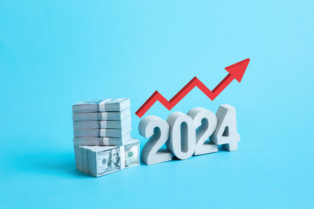 2024 with world economic financial.money management or business analysis.revenue and expenses