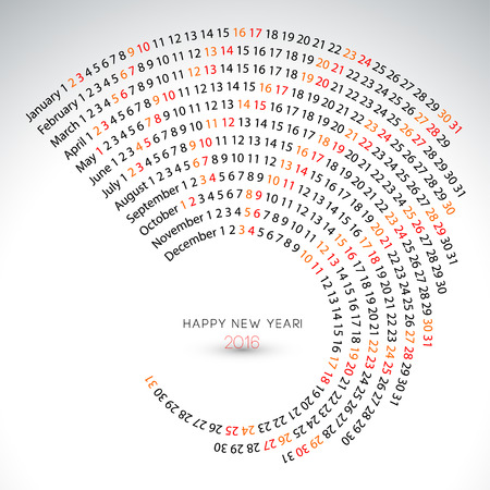 2016 calendar spiral illustration calendar cover templateのイラスト素材