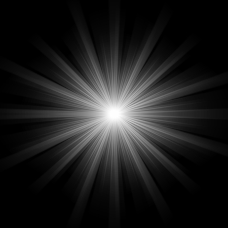 Shiny lights and sunrays, black and white sun lights background.の写真素材