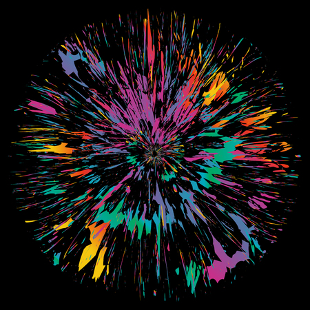 Abstract color splash illustration on black background.のイラスト素材