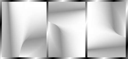 Minimalist style gradient art backgrounds with grey metallic color tone. Conceptual soft, smooth lines abstract background. Web banner, brochure, flyer cover design.のイラスト素材