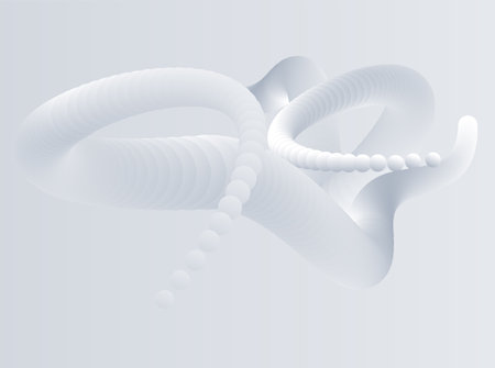 3d illustration of grey and white colored abstract wavy lines backgrounds., Abstract background with white waves and pearls. 3d vector illustration.のイラスト素材
