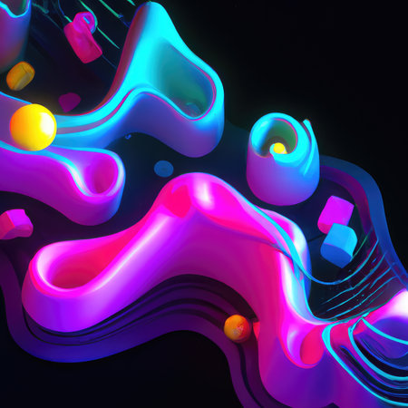High tech, cyber technology concept abstract background. Abstract colorful background. 3d rendering, 3d illustration. Computer digital drawing.の素材