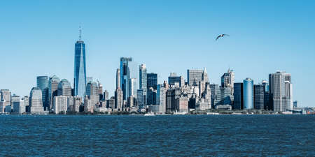 New York city skyline in retro colorsの写真素材