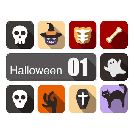 Halloween flat icon design set vector illustrationのイラスト素材