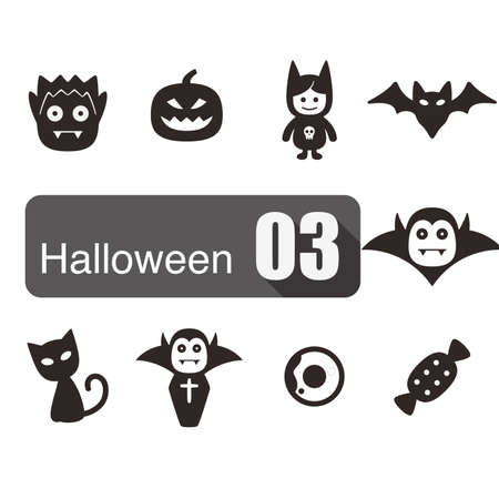 Halloween flat icon design set vector illustrationのイラスト素材