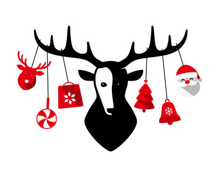 Christmas deer, wearing something, cool styleのイラスト素材