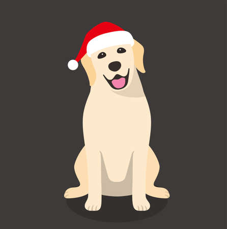 Golden Retriever is sitting there to celebrate Christmasのイラスト素材