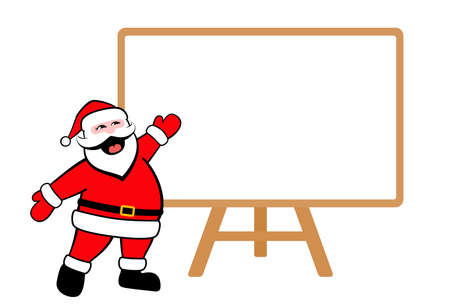 Santa Claus Christmas, pointing to the blackboard, like a teacher, stock illustrationのイラスト素材