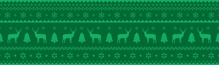 Cute deer on the knitting pattern, nordic seamless Christmas pattern, vector illustrationのイラスト素材