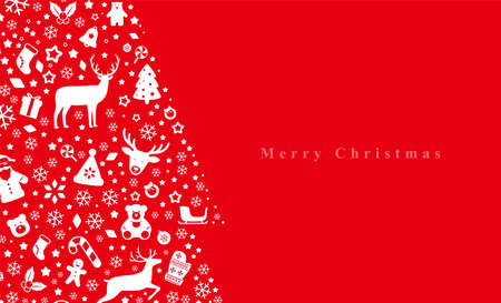 Christmas tree poster, greeting card design, flat iconsのイラスト素材