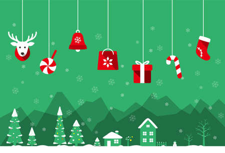 Christmas poster, greeting card design vector illustrationのイラスト素材