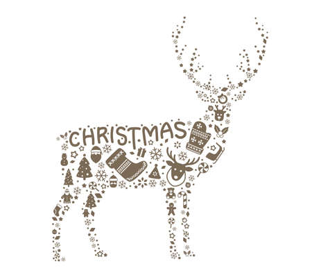 Reindeer, Christmas icon set, vectorのイラスト素材