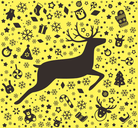 Reindeer antlers, Christmas icon set vector illustrationのイラスト素材