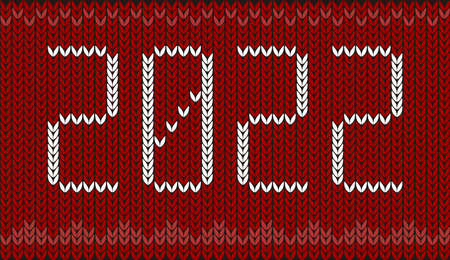 2022 text on knitting pattern, vector illustrationのイラスト素材