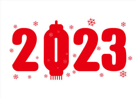 2023 new year, red hanging lantern. Traditional Asian decor.のイラスト素材
