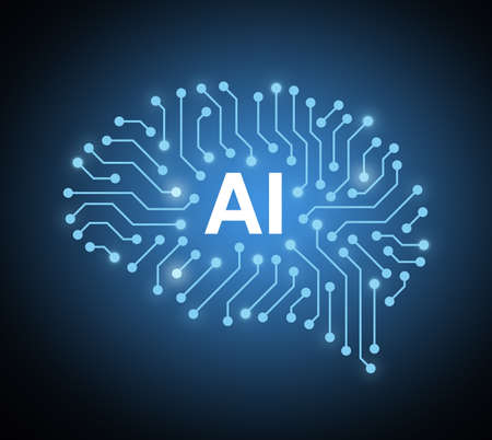 circuit board in the Cyborg human brain, Artificial intelligence of digital human.の写真素材