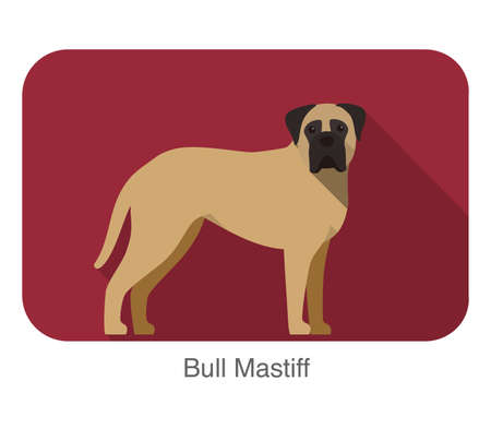 Breed dog standing on the ground, side, face forward, dog cartoon imageのイラスト素材