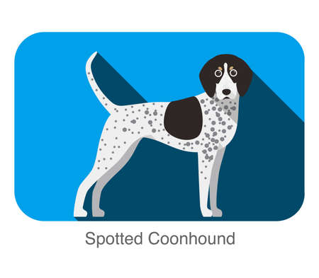 Breed dog standing on the ground, side, face forward, dog cartoon imageのイラスト素材