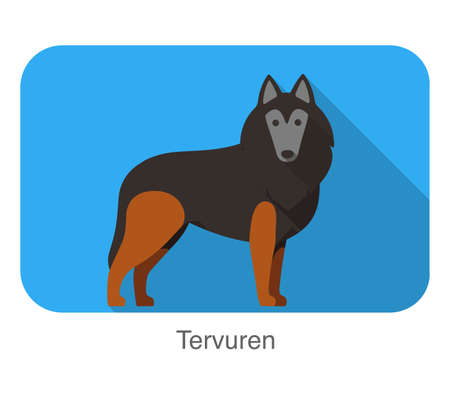 Breed dog standing on the ground, side, face forward, dog cartoon imageのイラスト素材
