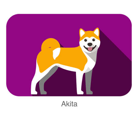 Breed dog standing on the ground, side, face forward, dog cartoon imageのイラスト素材