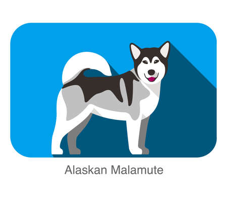 Breed dog standing on the ground, side, face forward, dog cartoon imageのイラスト素材