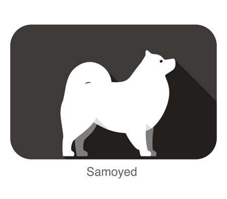 Samoyed dog breed flat icon design, vector illustrationのイラスト素材