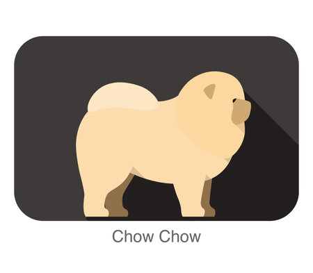 Chow Chow dog breed flat icon designのイラスト素材