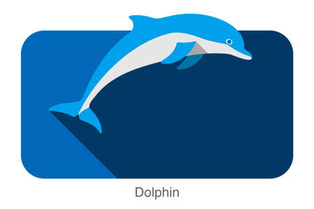 Dolphin jumping outside the sea flat icon design, vector illustrationのイラスト素材