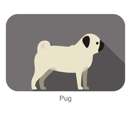 Pug Bulldog breed flat icon design, vector illustrationのイラスト素材
