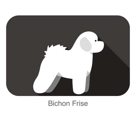 Bichon Frise dog breed flat icon design, vector illustrationのイラスト素材