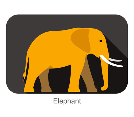 Elephant walking side flat 3D icon design, vector illustrationのイラスト素材