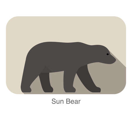 Sun bear walking side flat 3D icon design, vector illustrationのイラスト素材