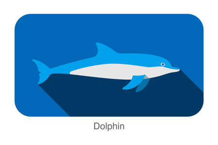 Dolphin swimming in the sea flat icon design, vector illustrationのイラスト素材