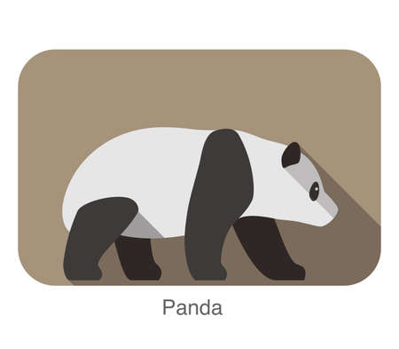 Panda walking side flat 3D icon design, vector illustrationのイラスト素材
