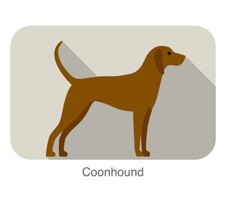 coonhound breed dog standing on the ground, side, dog cartoon image seriesのイラスト素材