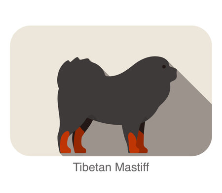 Tibetan Mastiff dog breed flat icon design, vector illustrationのイラスト素材