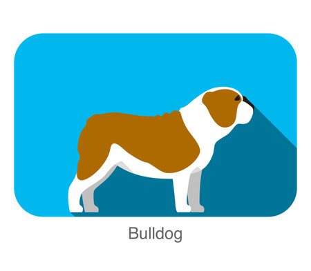 Breed dog standing on the ground, side, dog cartoon image seriesのイラスト素材