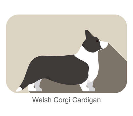 Welsh corgi cardigan standing on the ground, dog breed seriesのイラスト素材