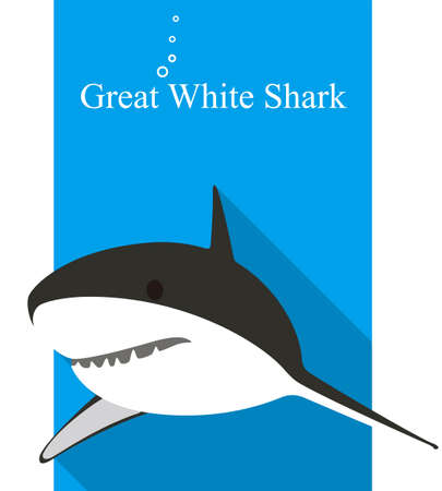 Great white shark swimming flat icon designのイラスト素材