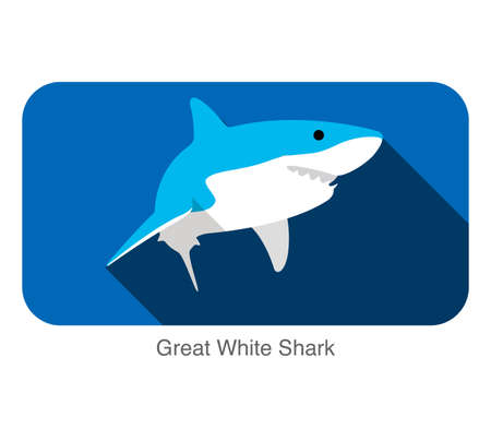 Great white shark swimming flat icon designのイラスト素材