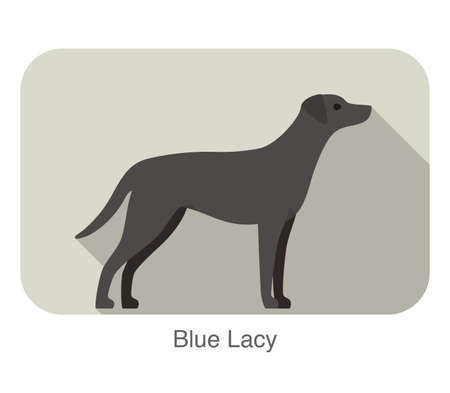Blue lacy breed dog standing on the ground, side, dog cartoon image seriesのイラスト素材