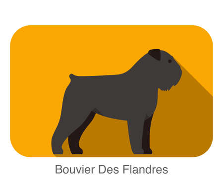 Bouvier Des Flandres dog breed flat icon designのイラスト素材
