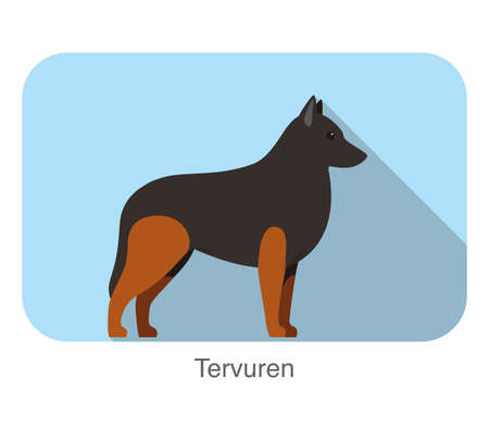 Breed dog standing on the ground, side, dog cartoon image seriesのイラスト素材