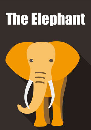 Elephant walking to you, flat 3D icon designのイラスト素材