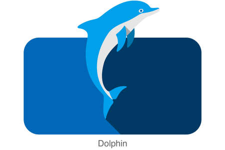 Dolphin jumping outside the sea flat icon design, vector illustrationのイラスト素材