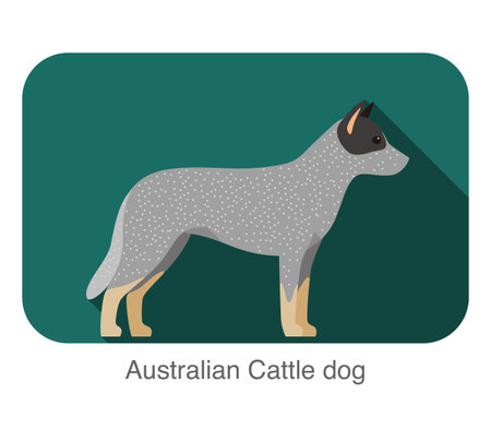 Breed dog standing on the ground, side, dog cartoon image seriesのイラスト素材