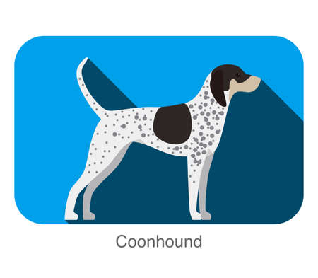Coonhound breed dog standing on the ground, side, dog cartoon image seriesのイラスト素材
